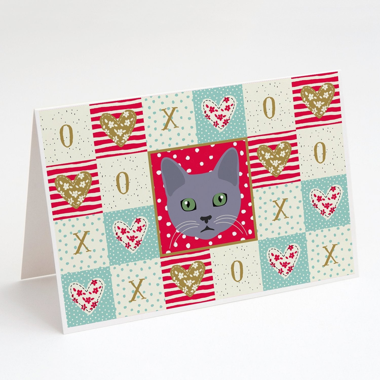 Korat Cat Love Greeting Cards Pack of 8 Blank Cards with Envelopes Whimsical A7 Size 5x7