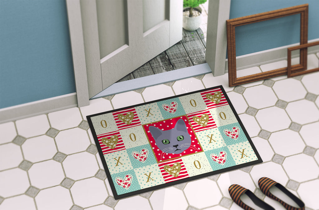 Korat Cat Love Doormat Indoor Outdoor 18H X 27W Front Door Mat Rugs for Entryway, Non Slip Washable