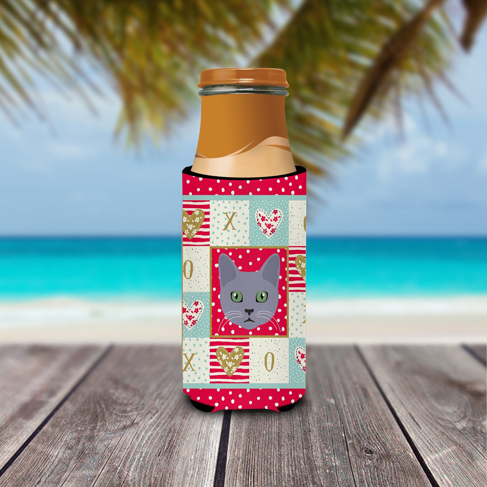 Korat Cat Love Slim Can Hugger , Insulated Foam Hugger for 12 oz Slim Cans, Beer Bottles & Water Bottles, Printed in USA