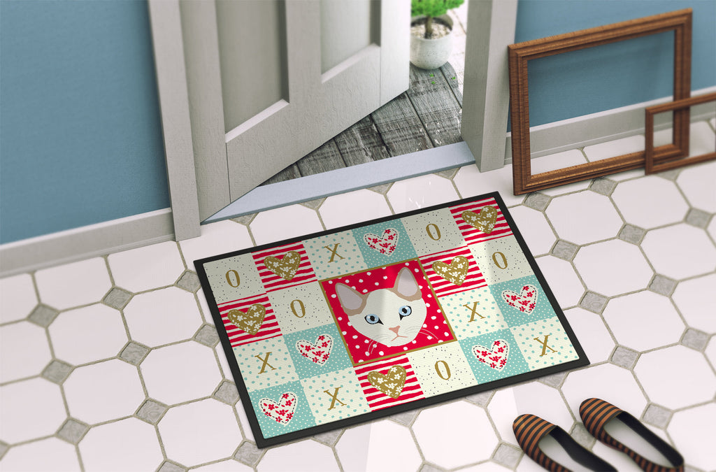 Korean Bobtail Cat Love Doormat Indoor Outdoor 24H X 36W Front Door Mat Rugs for Entryway, Non Slip Washable Low Pile,