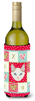 Korean Bobtail Cat Love Wine Bottle Hugger Gift Sleeve for Standard 750 ml Bottles, Insulated Reusable Also Fits Mini Shot & Pint Bottles