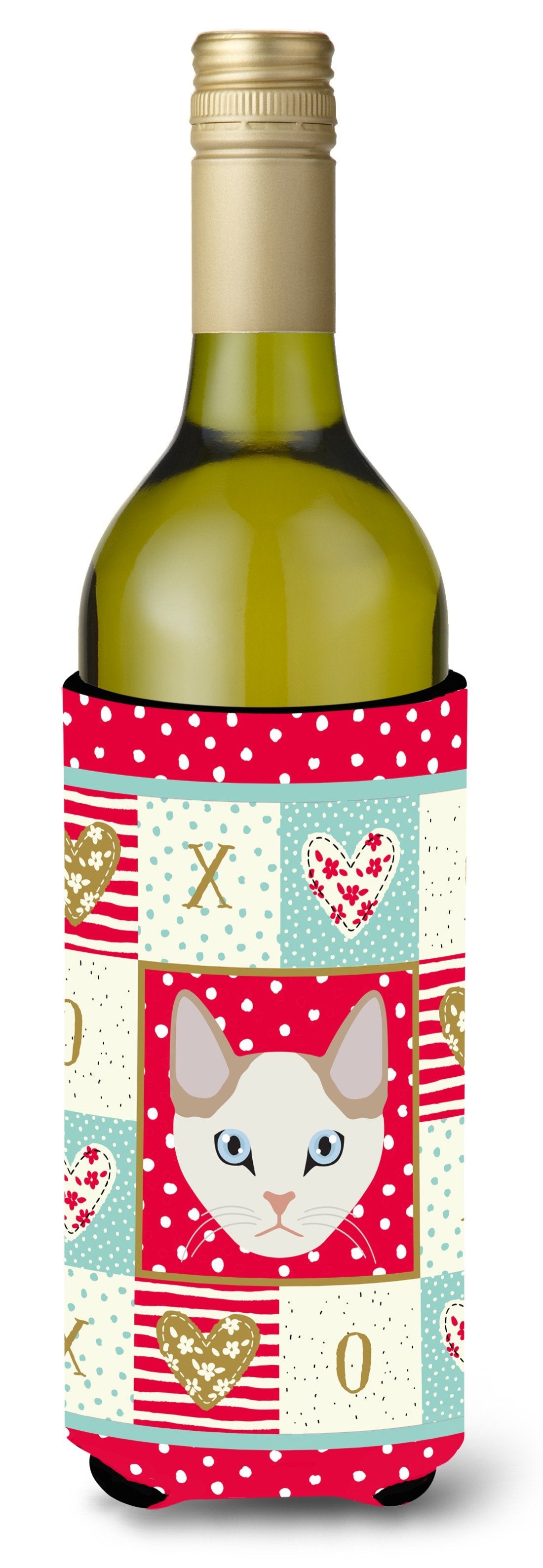 Korean Bobtail Cat Love Wine Bottle Hugger Gift Sleeve for Standard 750 ml Bottles, Insulated Reusable Also Fits Mini Shot & Pint Bottles