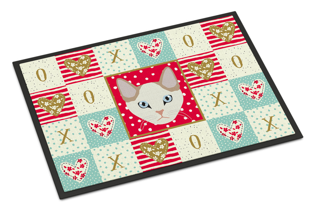 Korean Bobtail Cat Love Doormat Indoor Outdoor 18H X 27W Front Door Mat Rugs for Entryway, Non Slip Washable