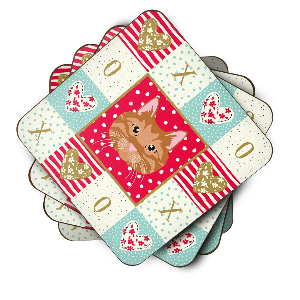 Kurilian Bobtail Cat Love Foam Coasters Set of 4 Cup Coasters for Indoor Outdoor, Tabletop Protection, Anti Slip, Mouse pad Material