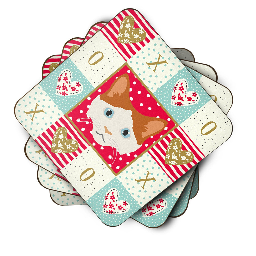 La Perm Cat Love Foam Coasters Set of 4 Cup Coasters for Indoor Outdoor, Tabletop Protection, Anti Slip, Mouse pad Material