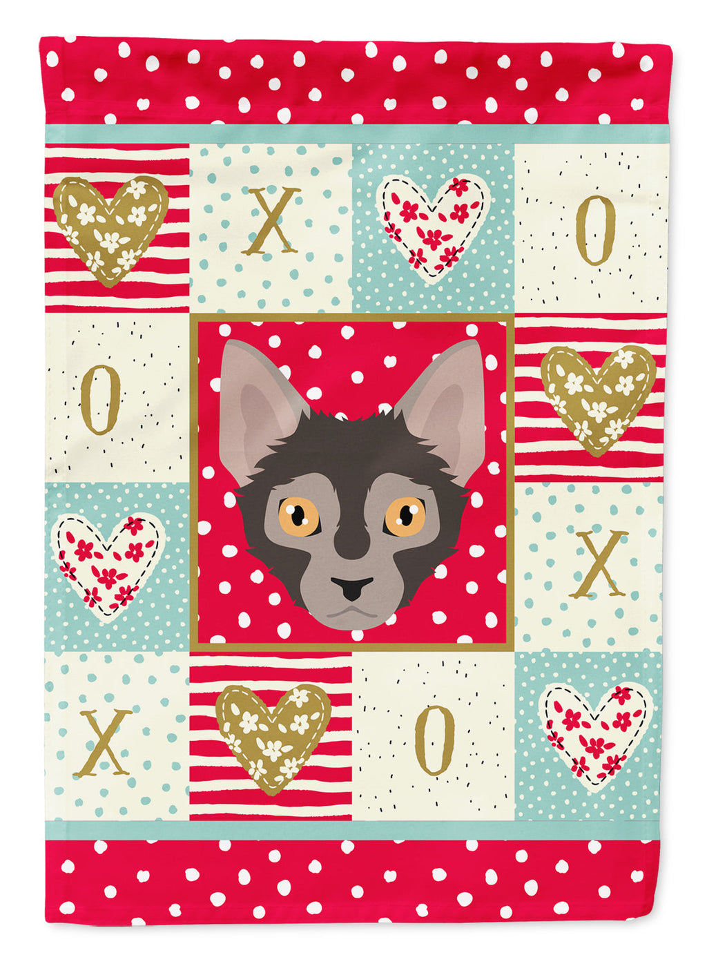 Lykoi Cat Love House Flag 28x40 Porch Sleeve Pole Decorative Outside Yard Banner Artwork Wall Hanging, Polyester