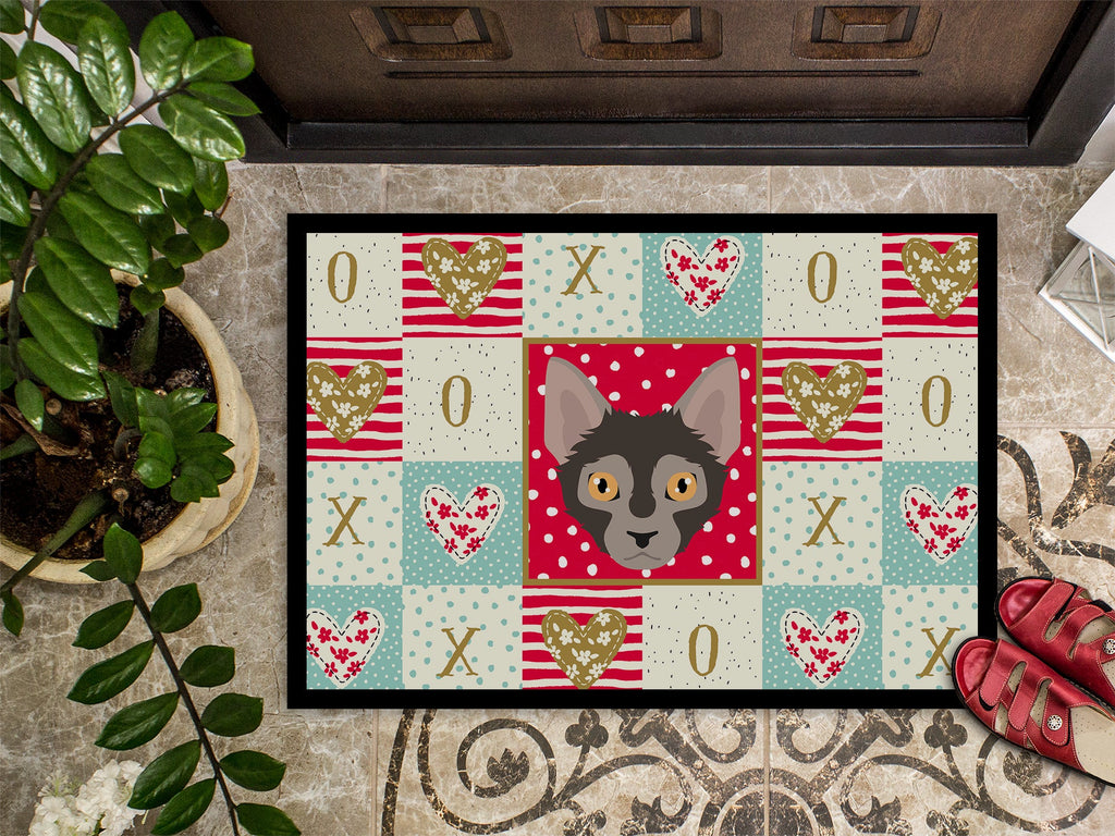 Lykoi Cat Love Doormat Indoor Outdoor 24H X 36W Front Door Mat Rugs for Entryway, Non Slip Washable Low Pile,