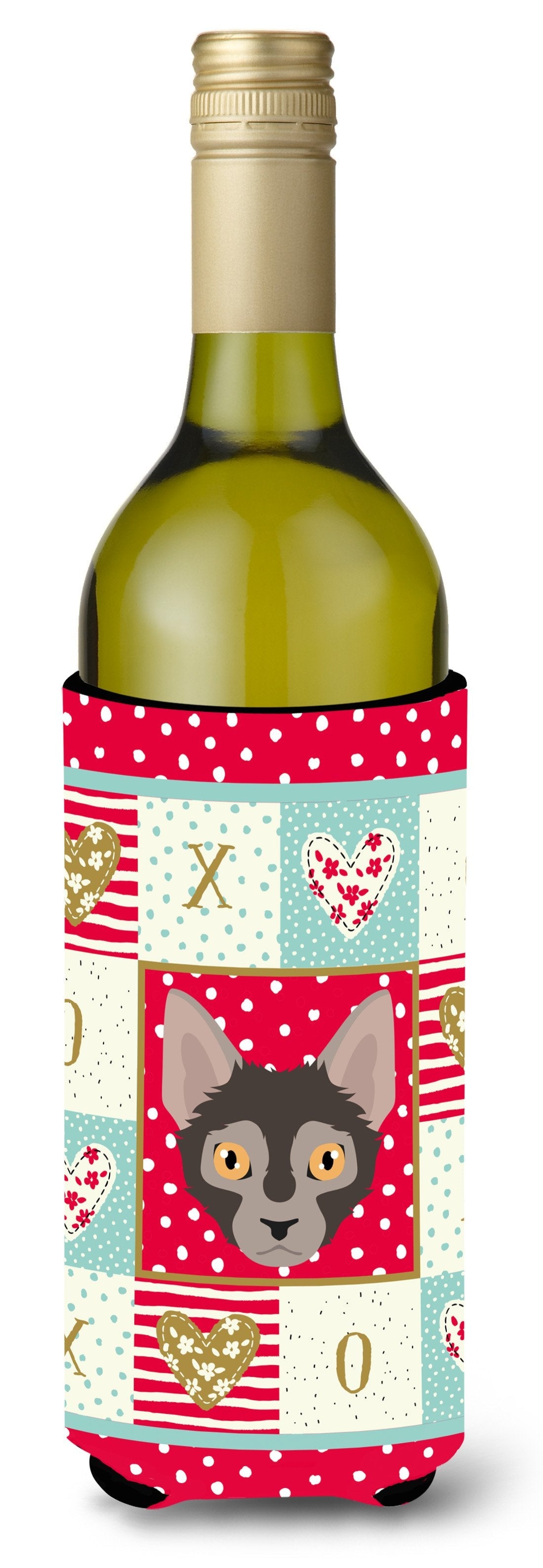 Lykoi Cat Love Wine Bottle Hugger Gift Sleeve for Standard 750 ml Bottles, Insulated Reusable Also Fits Mini Shot & Pint Bottles