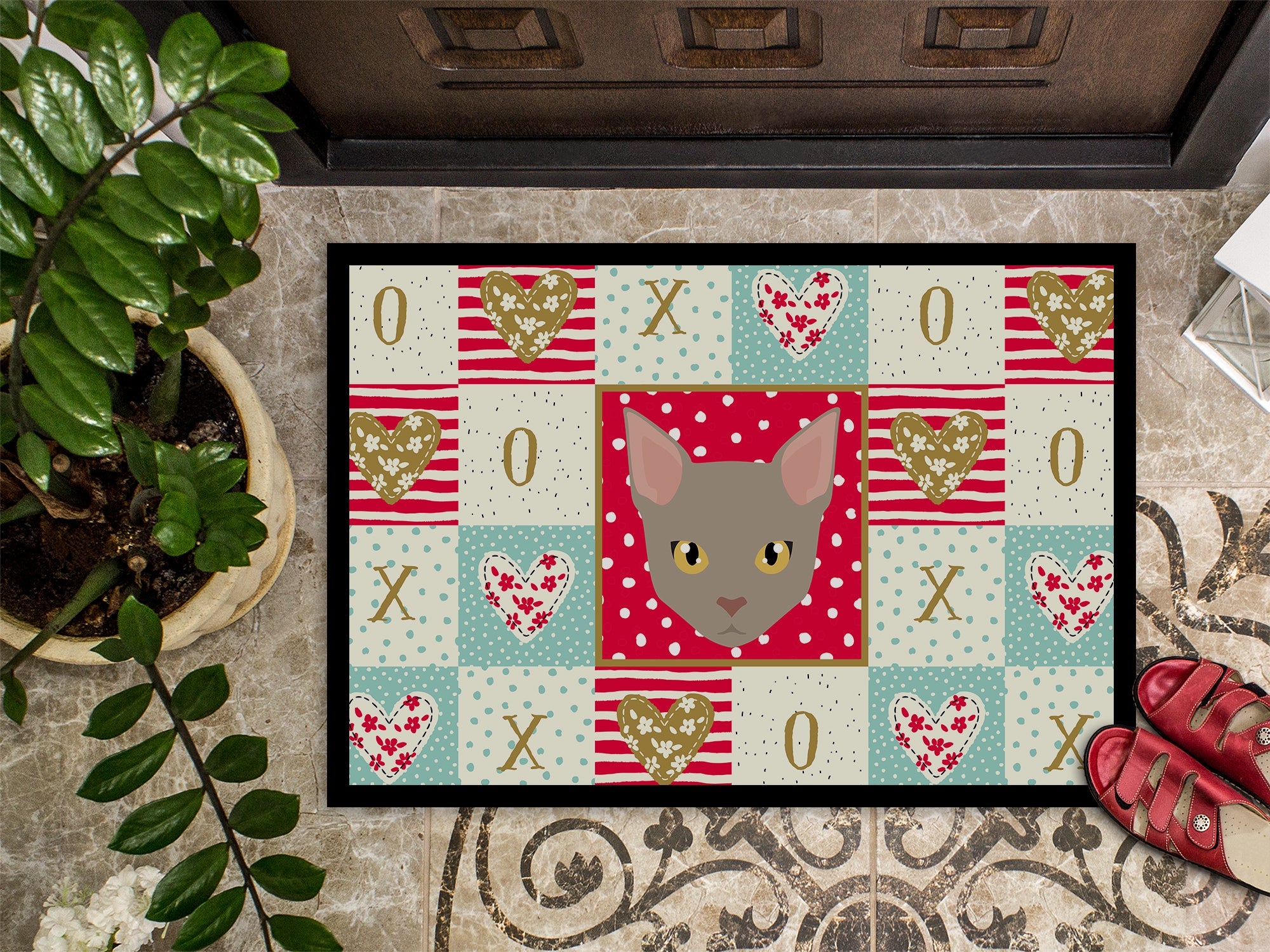 Malayan Cat Love Doormat Indoor Outdoor 24H X 36W Front Door Mat Rugs for Entryway, Non Slip Washable Low Pile,