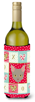 Malayan Cat Love Wine Bottle Hugger Gift Sleeve for Standard 750 ml Bottles, Insulated Reusable Also Fits Mini Shot & Pint Bottles