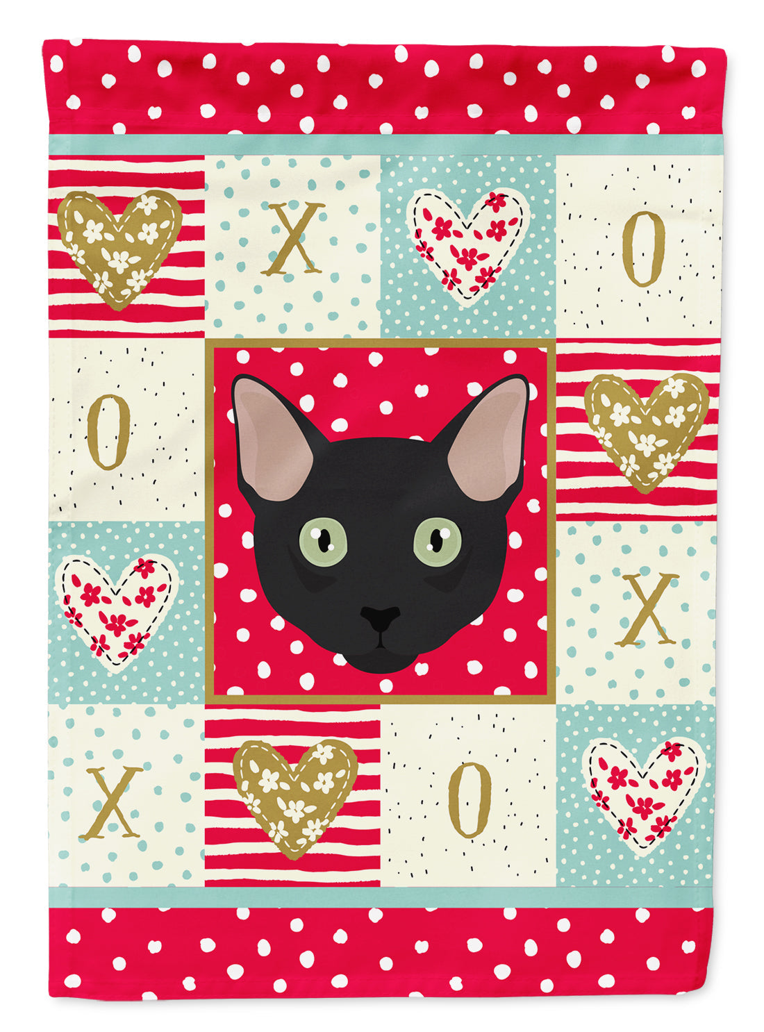 Mandalay Cat Love House Flag 28x40 Porch Sleeve Pole Decorative Outside Yard Banner Artwork Wall Hanging, Polyester