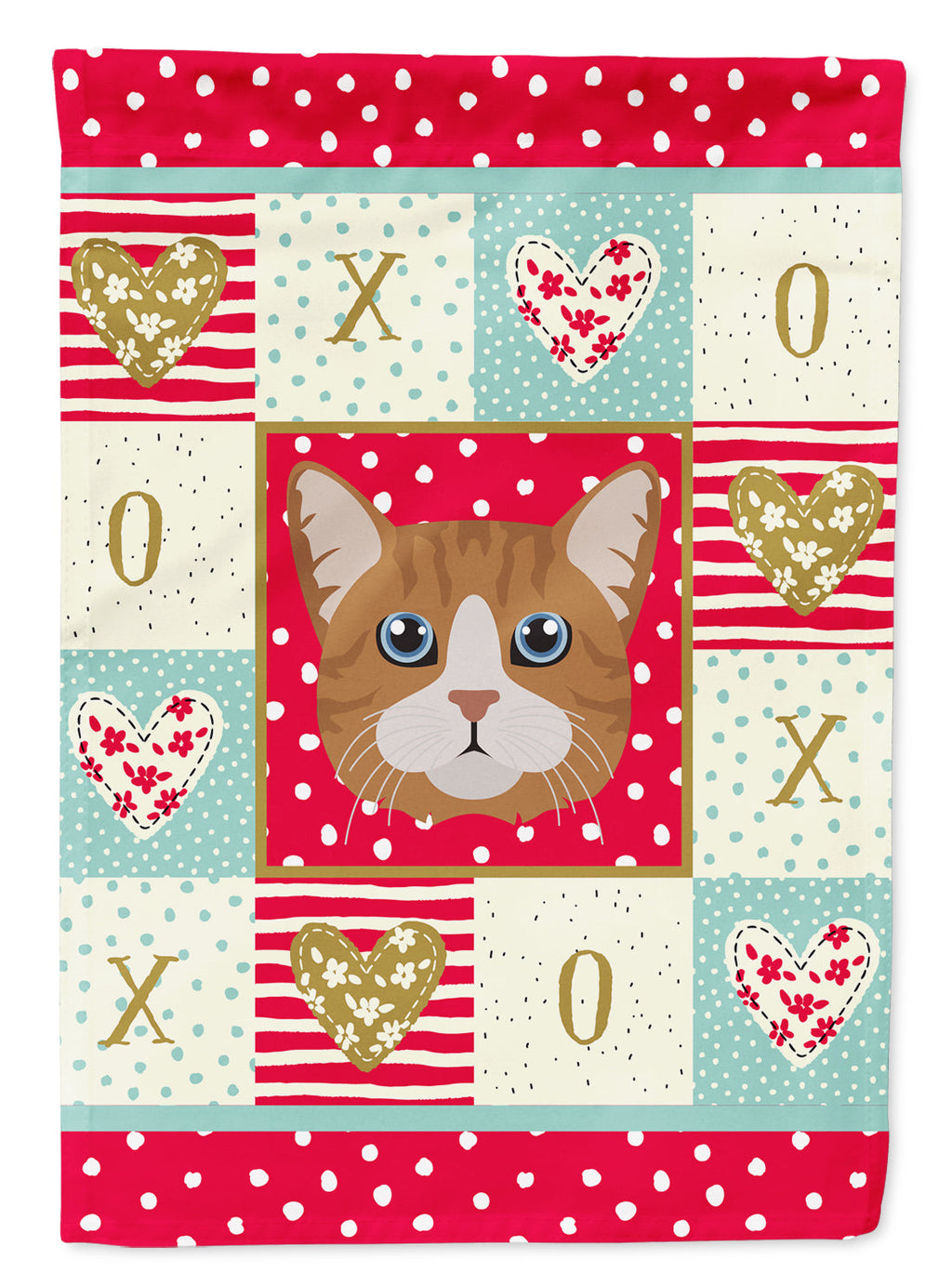 Manx Cat Love House Flag 28x40 Porch Sleeve Pole Decorative Outside Yard Banner Artwork Wall Hanging, Polyester