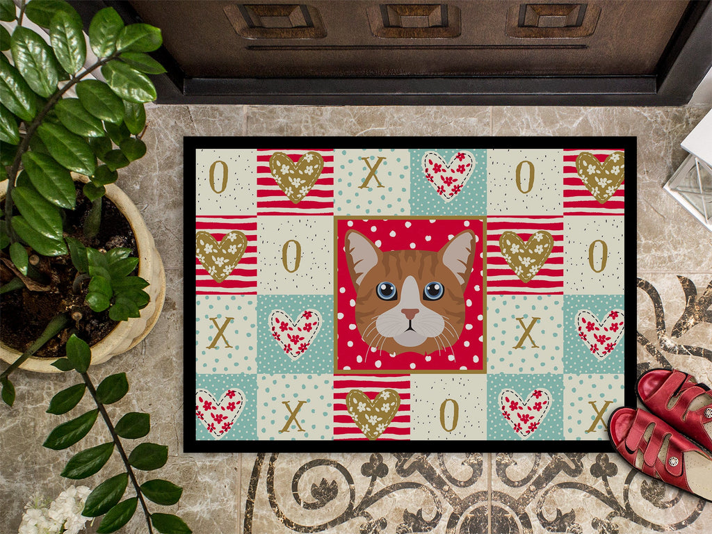 Manx Cat Love Doormat Indoor Outdoor 24H X 36W Front Door Mat Rugs for Entryway, Non Slip Washable Low Pile,