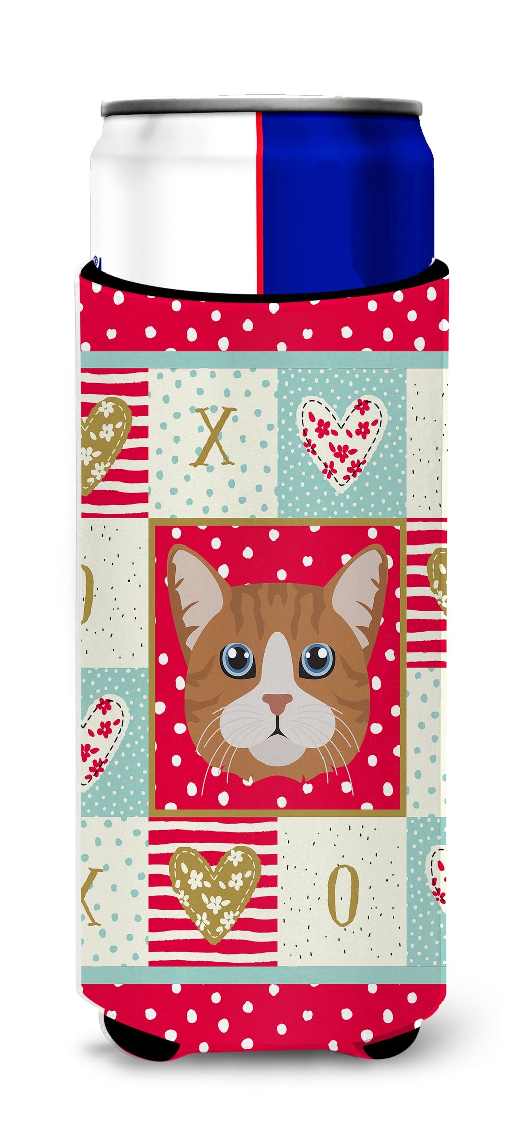 Manx Cat Love Slim Can Hugger , Insulated Foam Hugger for 12 oz Slim Cans, Beer Bottles & Water Bottles, Printed in USA