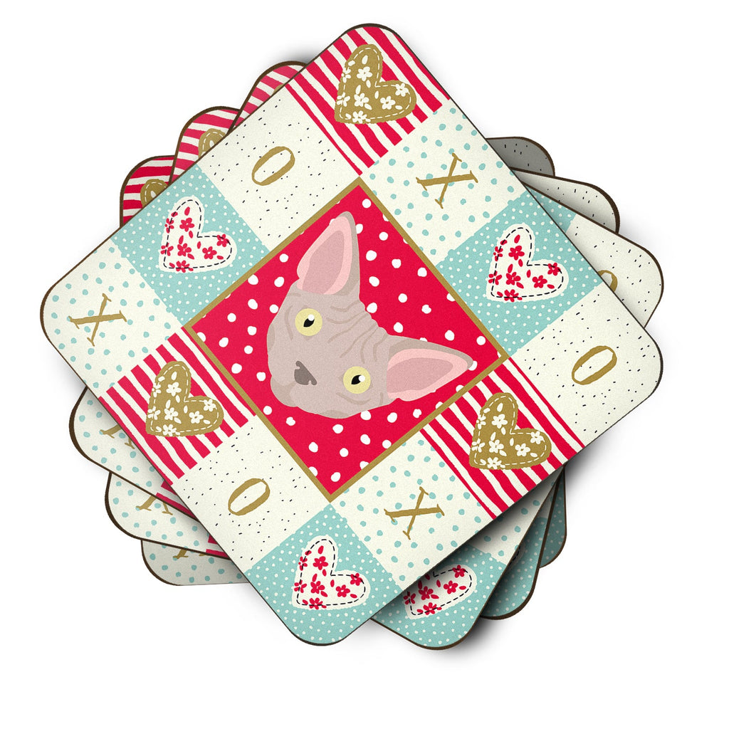 Minskin Cat Love Foam Coasters Set of 4 Cup Coasters for Indoor Outdoor, Tabletop Protection, Anti Slip, Mouse pad Material