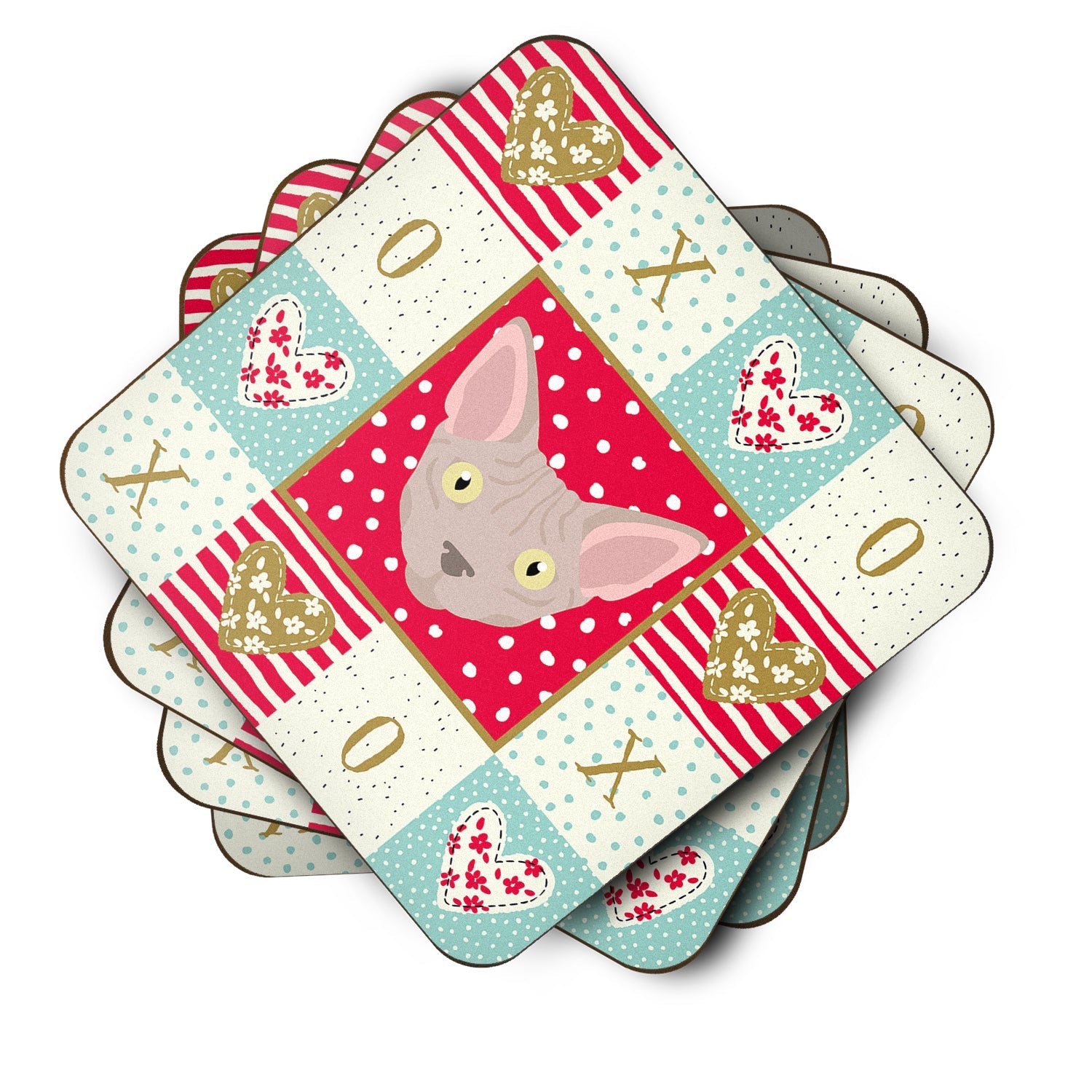 Minskin Cat Love Foam Coasters Set of 4 Cup Coasters for Indoor Outdoor, Tabletop Protection, Anti Slip, Mouse pad Material