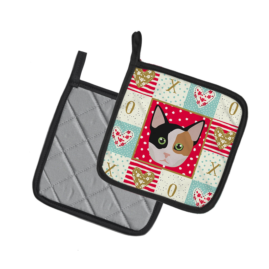 Munchkin Cat Love Pot Holder Set of 2 Heat Resistant Quilted Hot Pads 7.5 x 7.5 Inch, Insulated Kitchen Trivets for Cooking & Baking