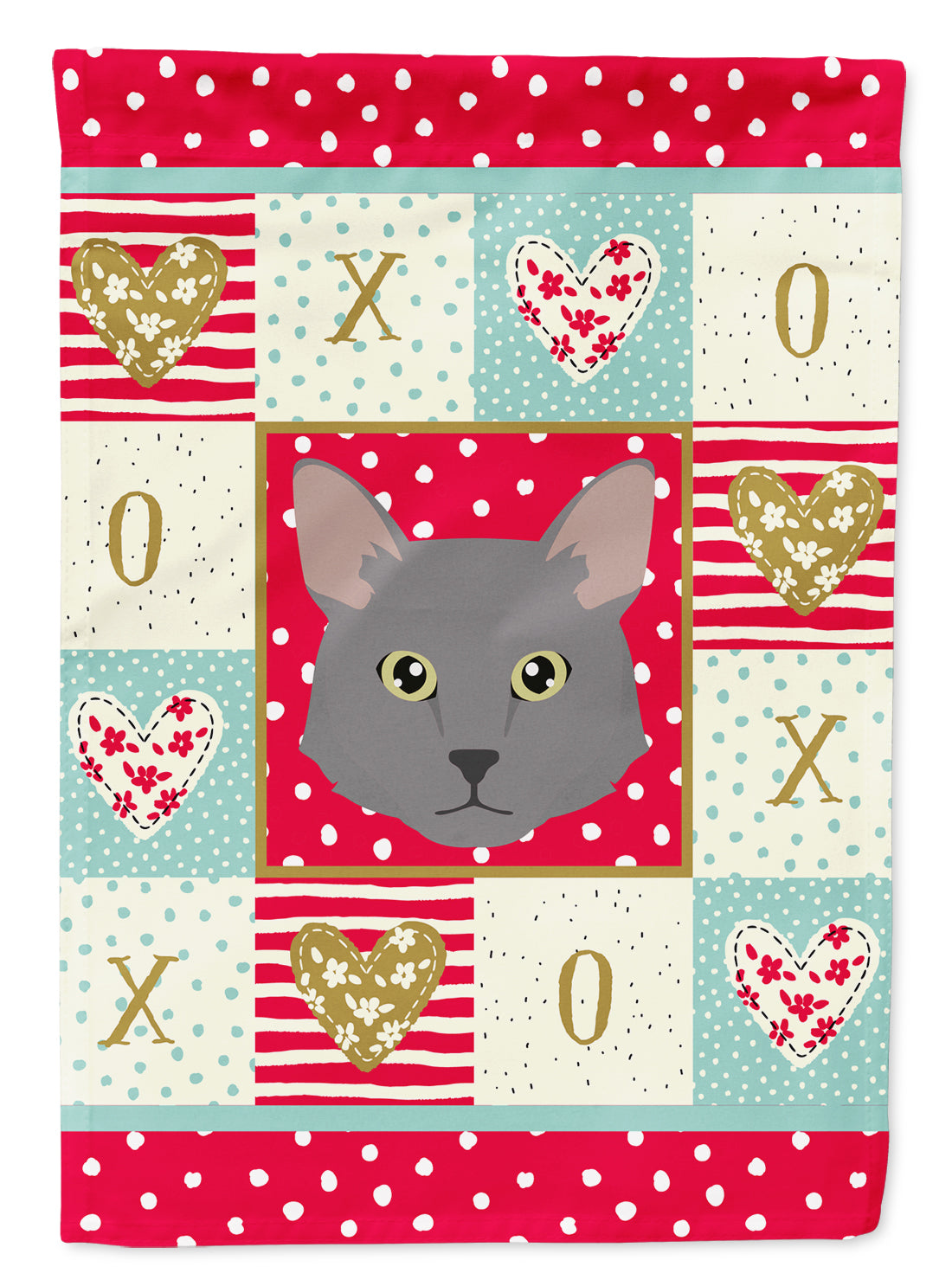 Nebelung Cat Love House Flag 28x40 Porch Sleeve Pole Decorative Outside Yard Banner Artwork Wall Hanging, Polyester