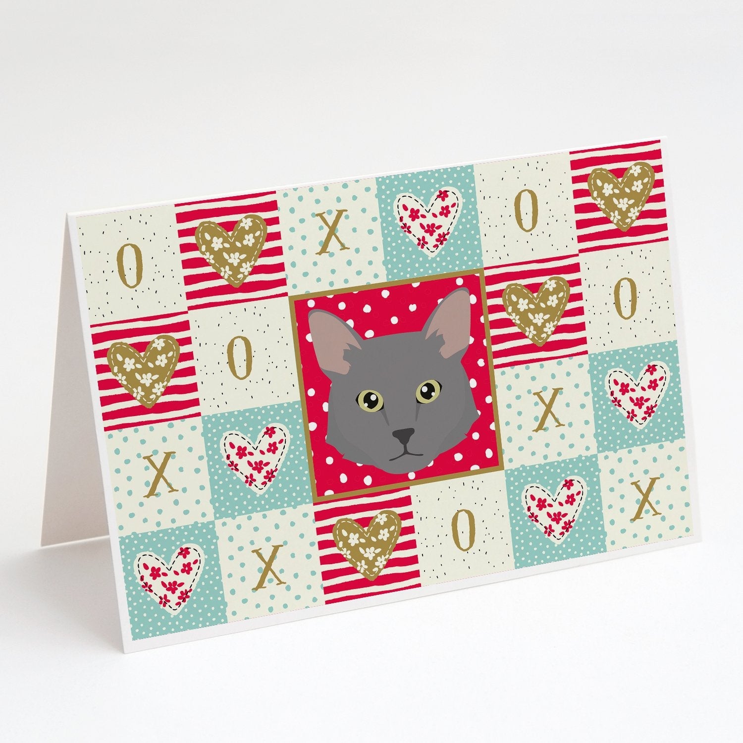 Nebelung Cat Love Greeting Cards Pack of 8 Blank Cards with Envelopes Whimsical A7 Size 5x7