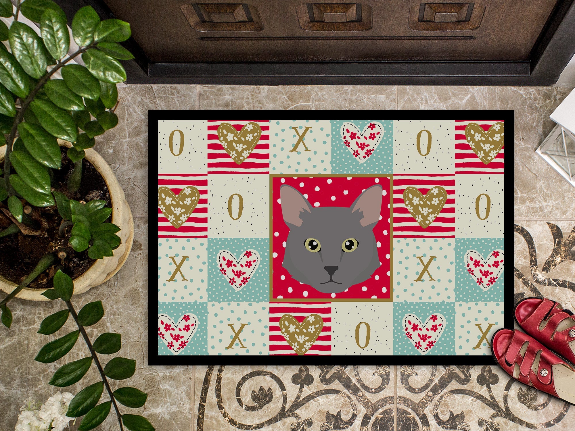 Nebelung Cat Love Doormat Indoor Outdoor 18H X 27W Front Door Mat Rugs for Entryway, Non Slip Washable