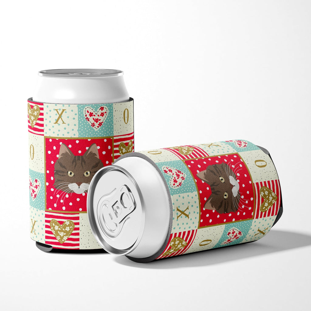 Norwegian Forest Cat Love Can or Bottle Hugger Cooler Sleeve for Standard 12 oz Cans, Insulated Foam Beer & Soda Can Hugger Reusable