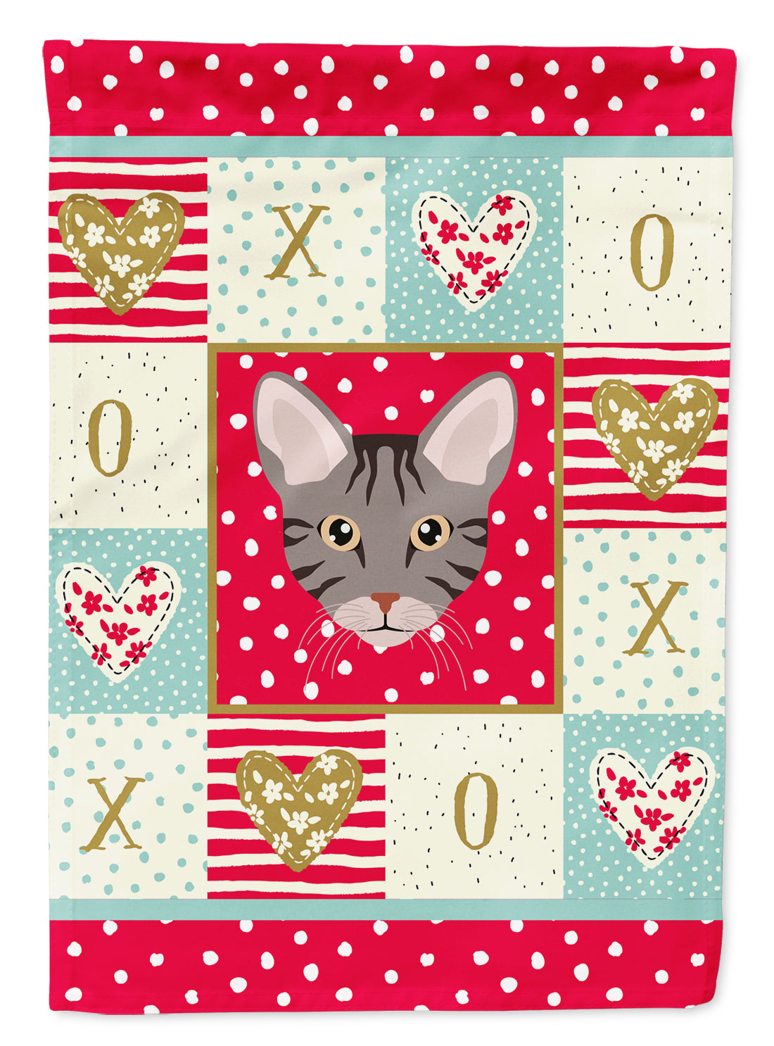 Ocicat Cat Love House Flag 28x40 Porch Sleeve Pole Decorative Outside Yard Banner Artwork Wall Hanging, Polyester