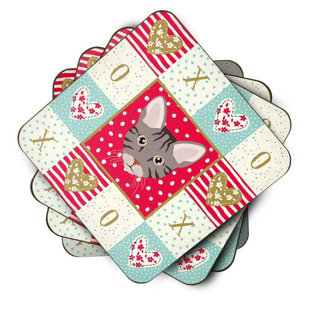 Ocicat Cat Love Foam Coasters Set of 4 Cup Coasters for Indoor Outdoor, Tabletop Protection, Anti Slip, Mouse pad Material