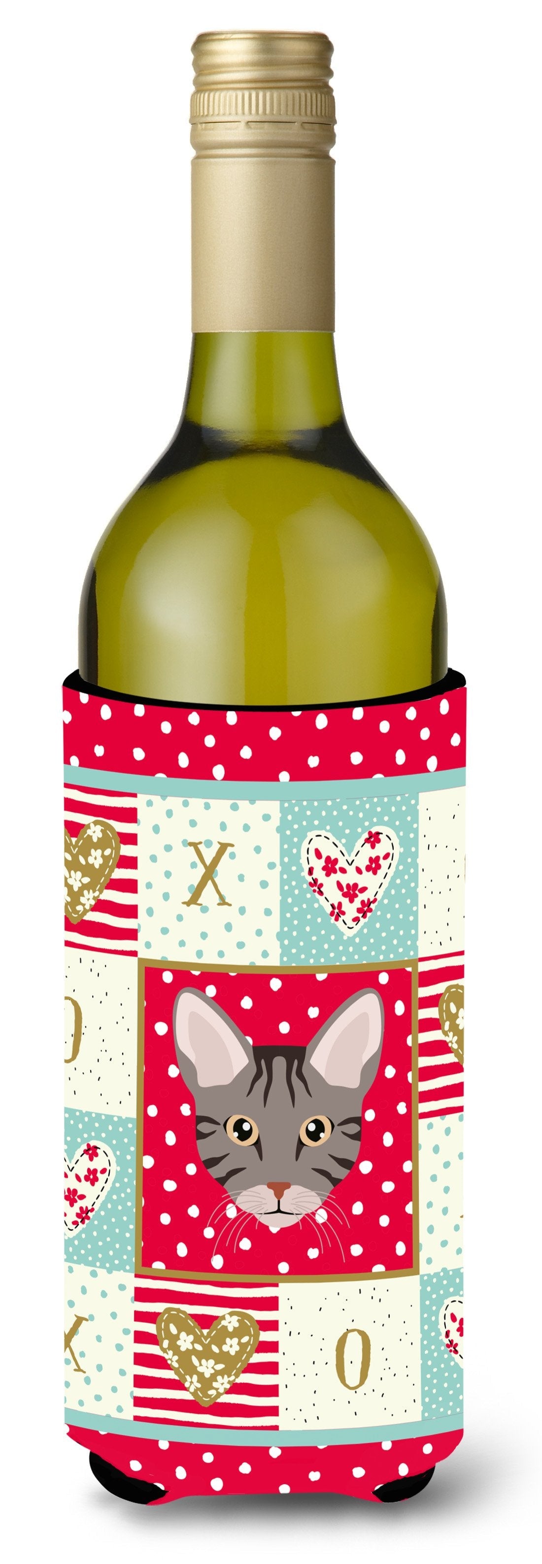 Ocicat Cat Love Wine Bottle Hugger Gift Sleeve for Standard 750 ml Bottles, Insulated Reusable Also Fits Mini Shot & Pint Bottles