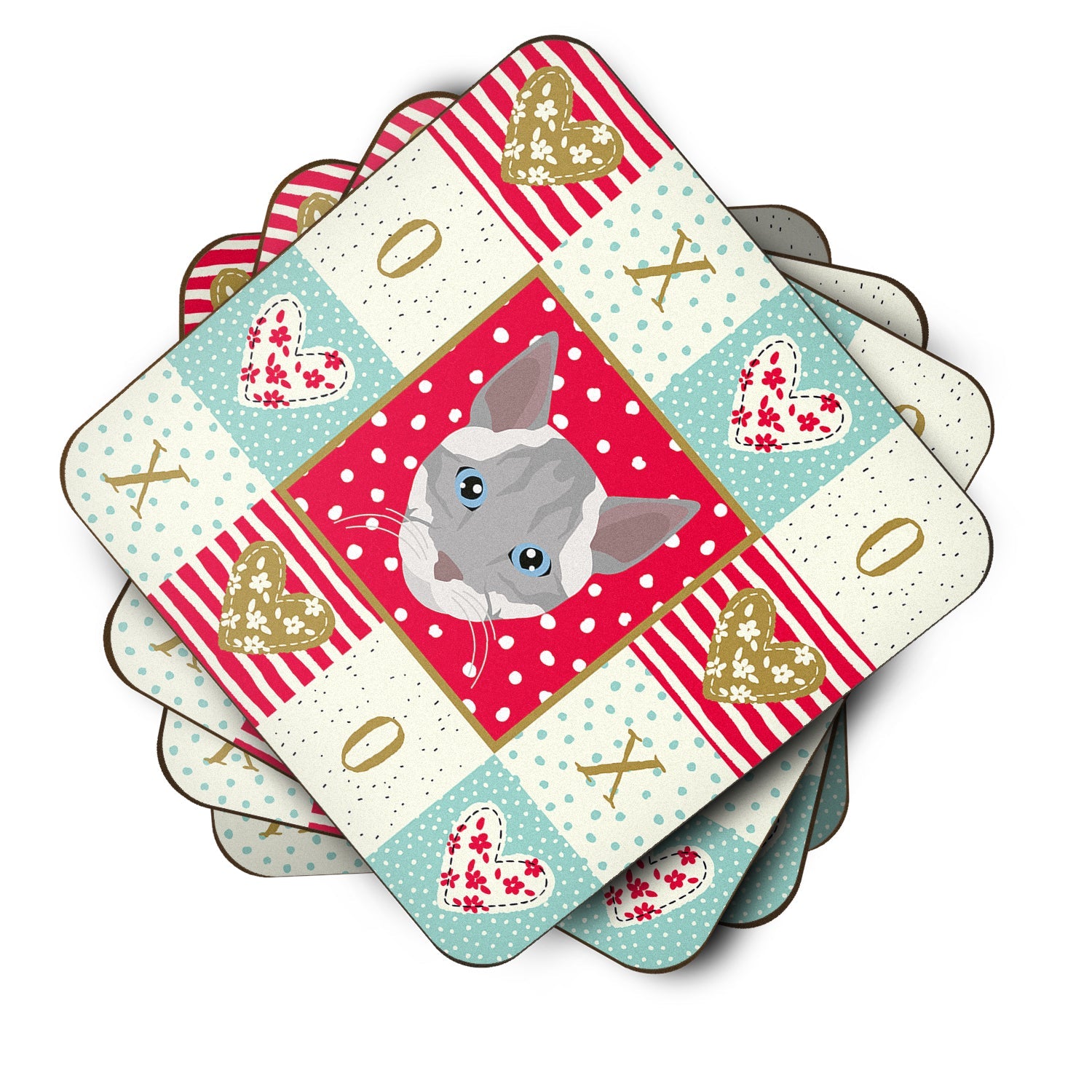 Ojos Azules Cat Love Foam Coasters Set of 4 Cup Coasters for Indoor Outdoor, Tabletop Protection, Anti Slip, Mouse pad Material