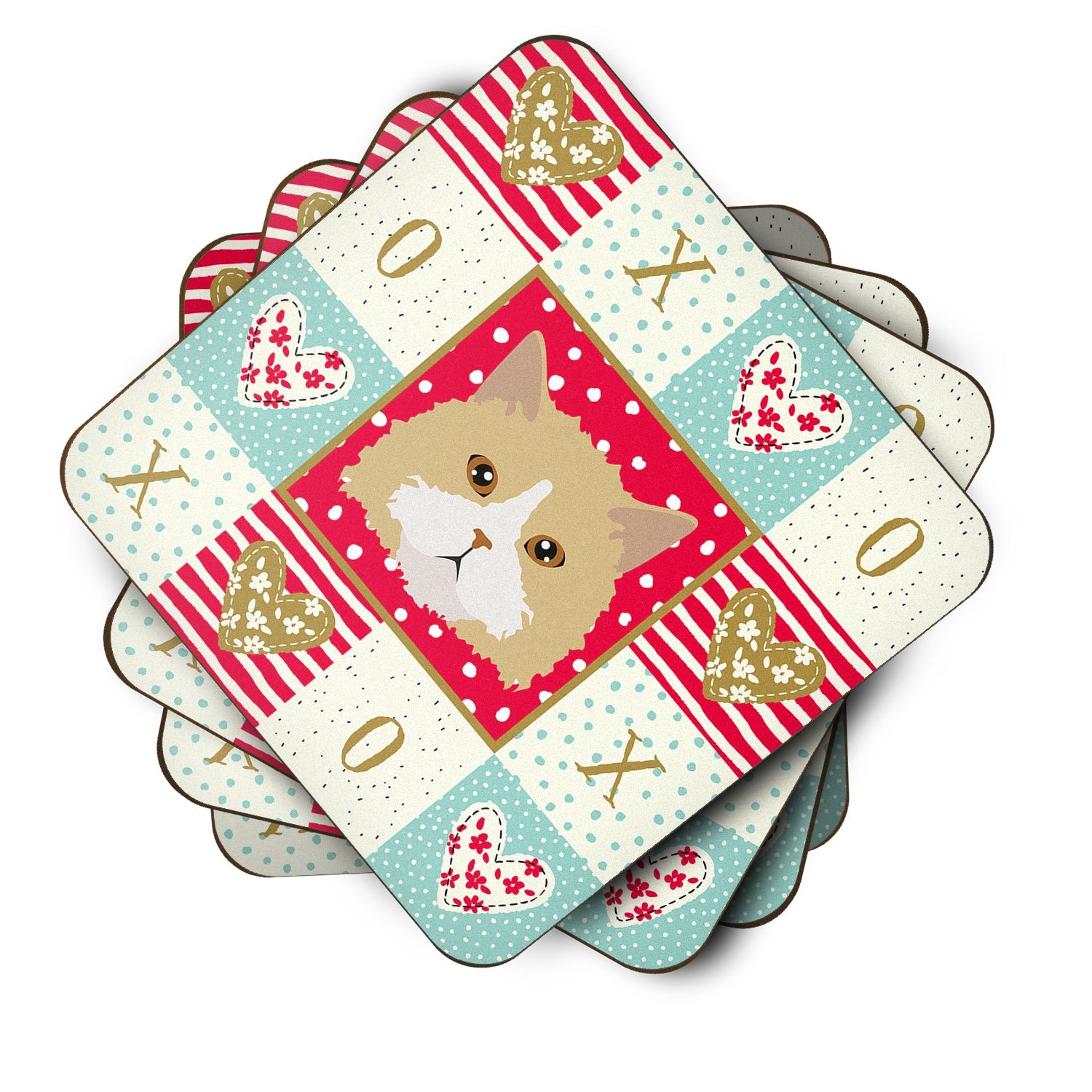 Oregon Rex Cat Love Foam Coasters Set of 4 Cup Coasters for Indoor Outdoor, Tabletop Protection, Anti Slip, Mouse pad Material