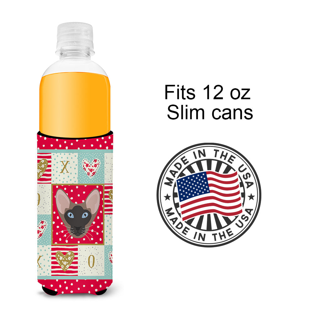Oriental Bicolor Cat Love Slim Can Hugger , Insulated Foam Hugger for 12 oz Slim Cans, Beer Bottles & Water Bottles, Printed in USA