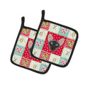 Oriental Bicolor Cat Love Pot Holder Set of 2 Heat Resistant Quilted Hot Pads 7.5 x 7.5 Inch, Insulated Kitchen Trivets for Cooking & Baking