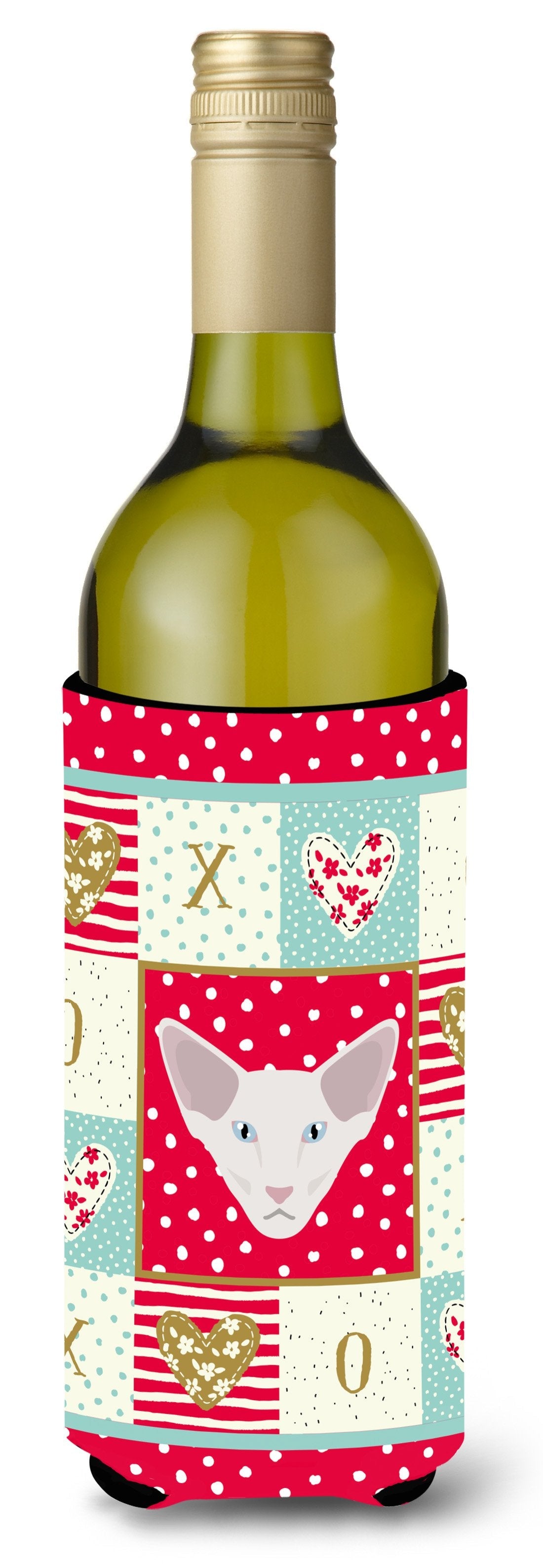 Oriental Longhair Cat Love Wine Bottle Hugger Gift Sleeve for Standard 750 ml Bottles, Insulated Reusable Also Fits Mini Shot & Pint Bottles