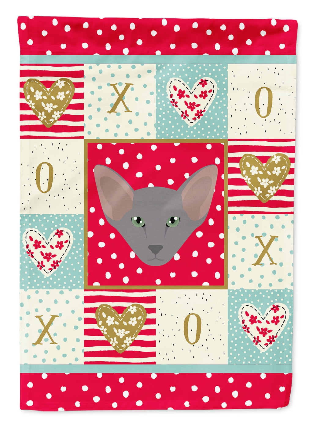 Oriental Shorthair Cat Love House Flag 28x40 Porch Sleeve Pole Decorative Outside Yard Banner Artwork Wall Hanging, Polyester