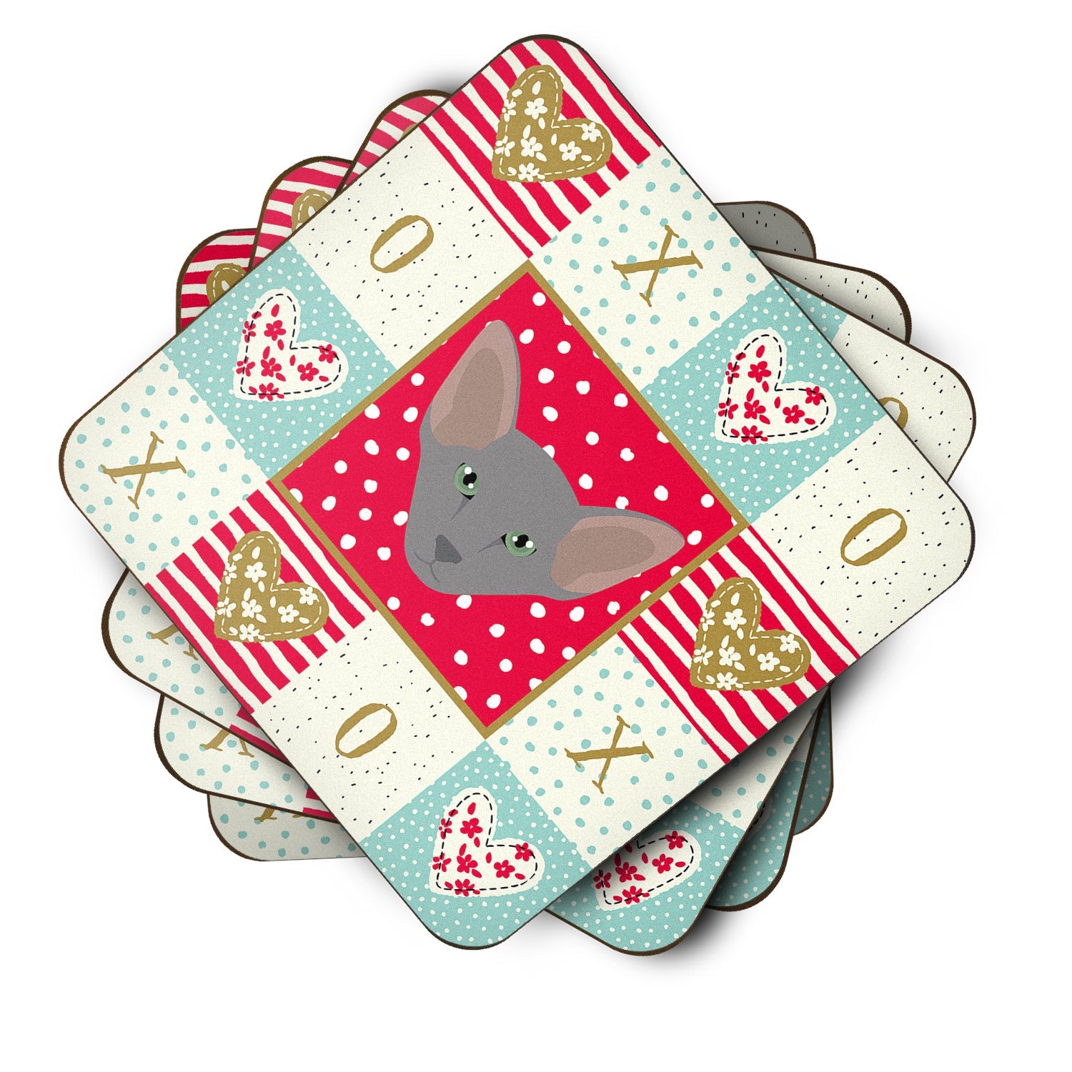 Oriental Shorthair Cat Love Foam Coasters Set of 4 Cup Coasters for Indoor Outdoor, Tabletop Protection, Anti Slip, Mouse pad Material
