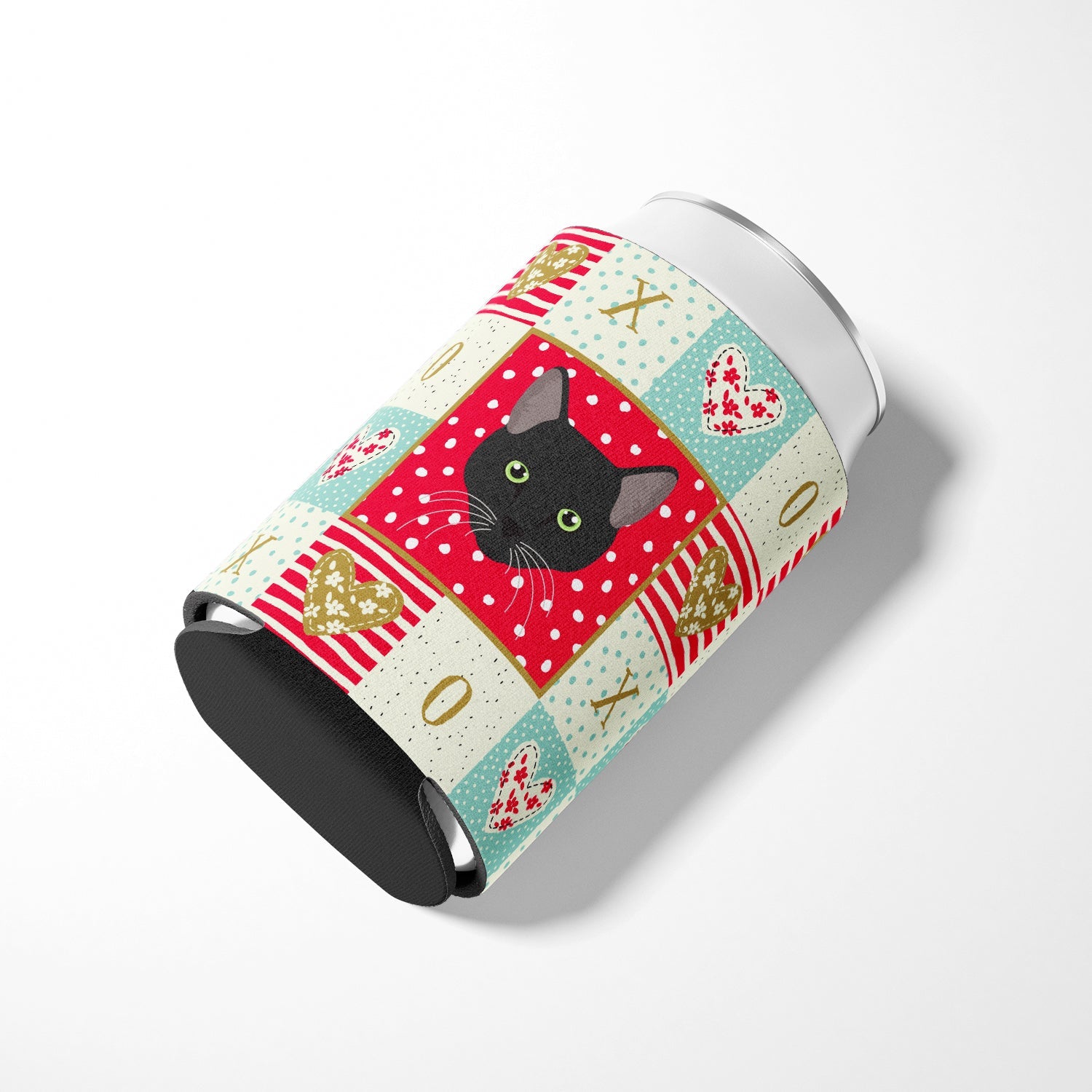 Pantherette Cat Love Can or Bottle Hugger Cooler Sleeve for Standard 12 oz Cans, Insulated Foam Beer & Soda Can Hugger Reusable