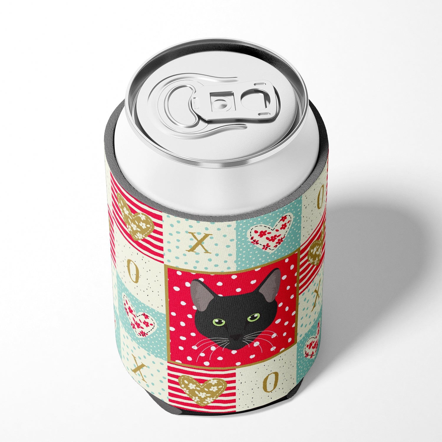 Pantherette Cat Love Can or Bottle Hugger Cooler Sleeve for Standard 12 oz Cans, Insulated Foam Beer & Soda Can Hugger Reusable