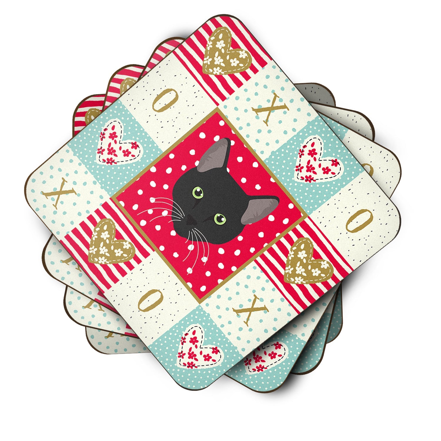 Pantherette Cat Love Foam Coasters Set of 4 Cup Coasters for Indoor Outdoor, Tabletop Protection, Anti Slip, Mouse pad Material