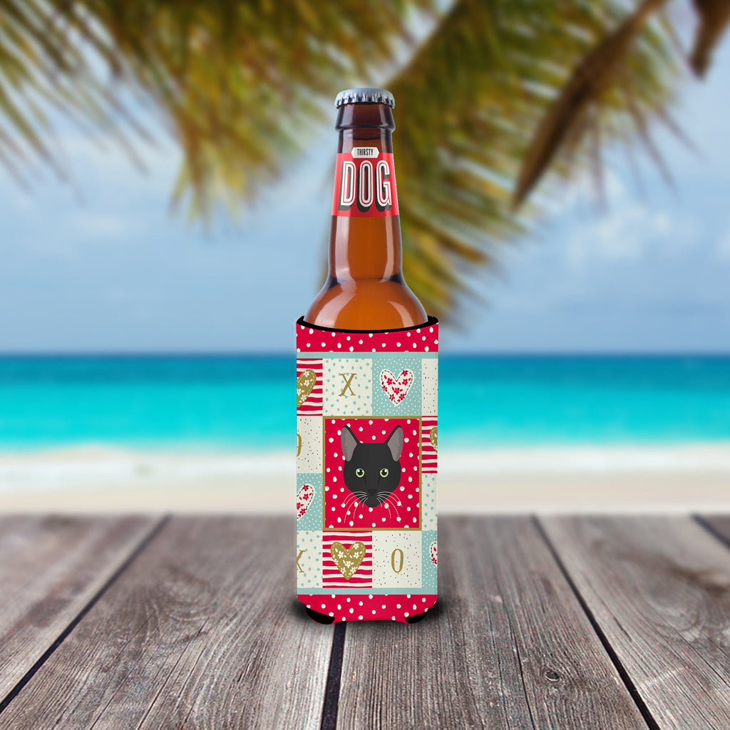 Pantherette Cat Love Slim Can Hugger , Insulated Foam Hugger for 12 oz Slim Cans, Beer Bottles & Water Bottles, Printed in USA