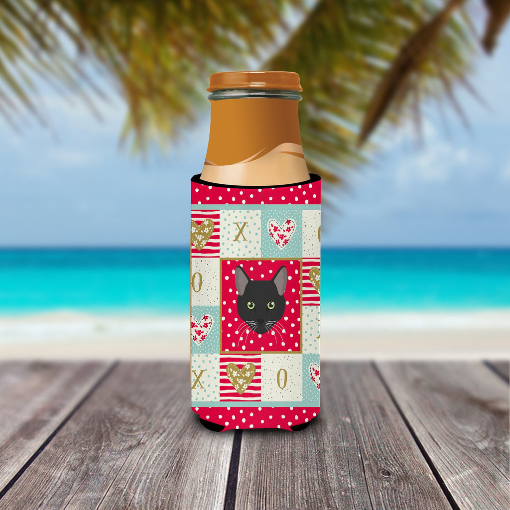 Pantherette Cat Love Slim Can Hugger , Insulated Foam Hugger for 12 oz Slim Cans, Beer Bottles & Water Bottles, Printed in USA