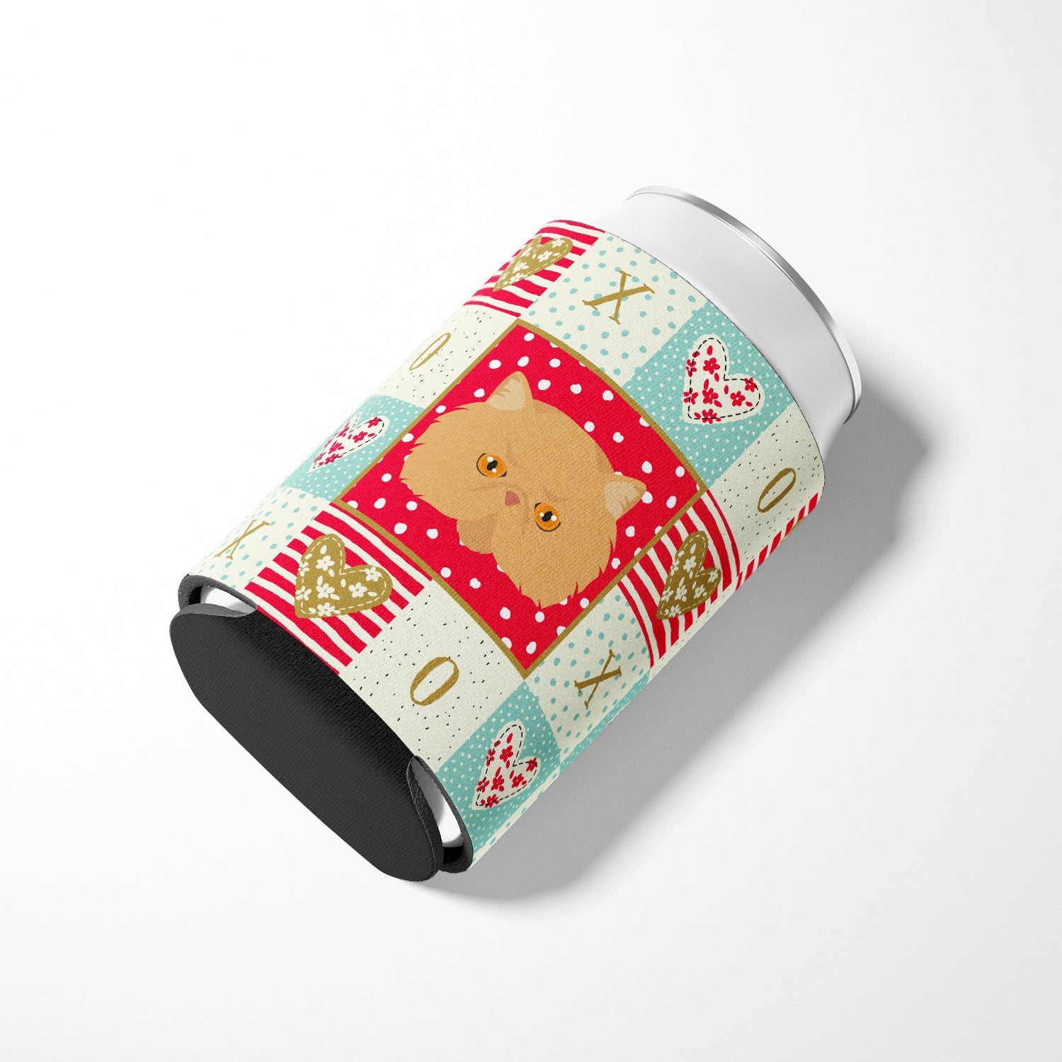Persian Modern Cat Love Can or Bottle Hugger Cooler Sleeve for Standard 12 oz Cans, Insulated Foam Beer & Soda Can Hugger Reusable