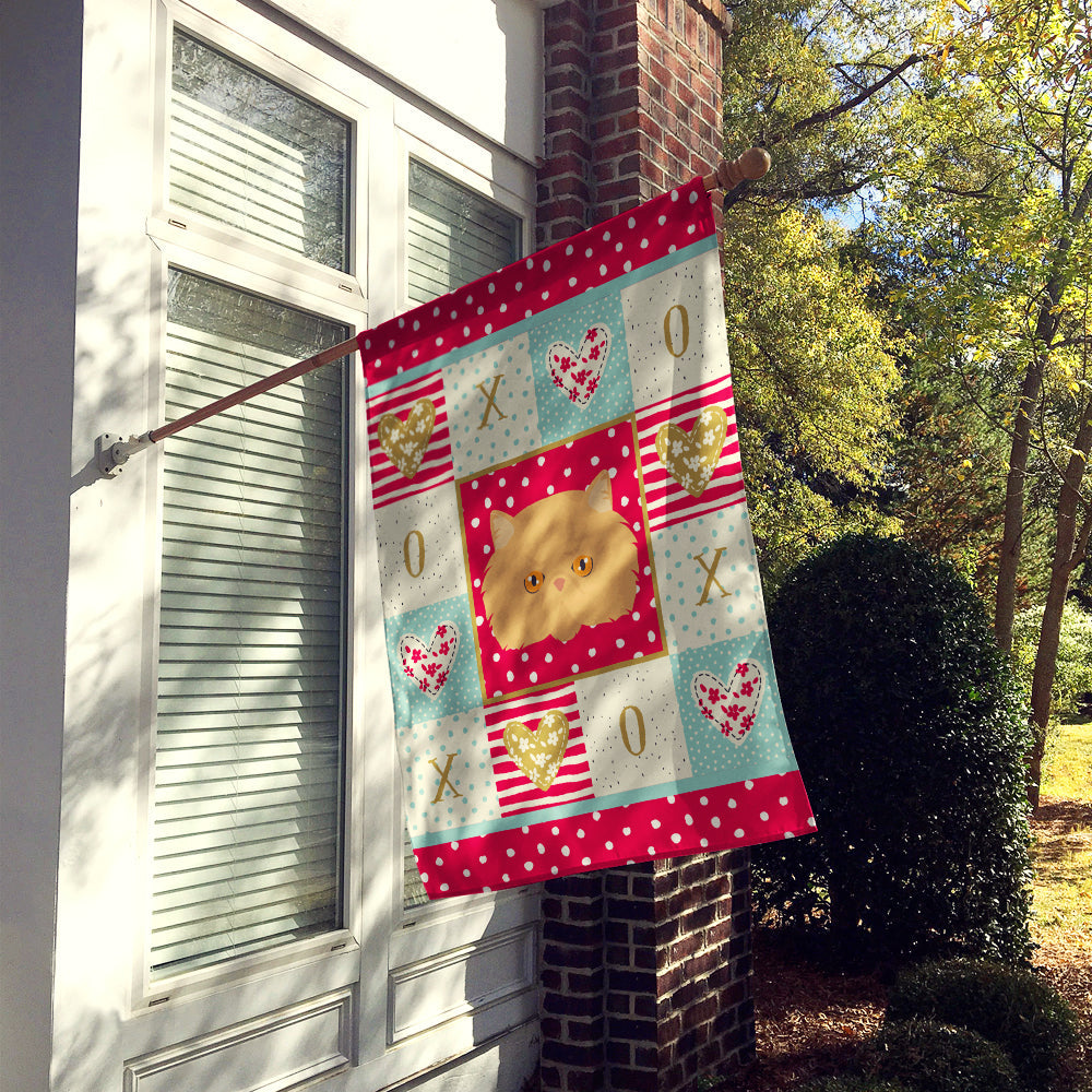 Persian Modern Cat Love House Flag 28x40 Porch Sleeve Pole Decorative Outside Yard Banner Artwork Wall Hanging, Polyester