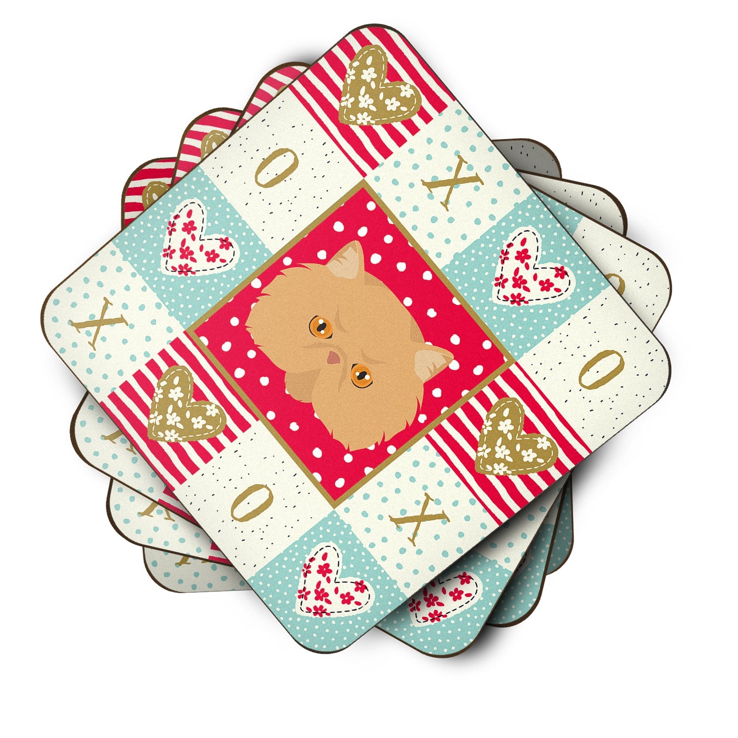 Persian Modern Cat Love Foam Coasters Set of 4 Cup Coasters for Indoor Outdoor, Tabletop Protection, Anti Slip, Mouse pad Material