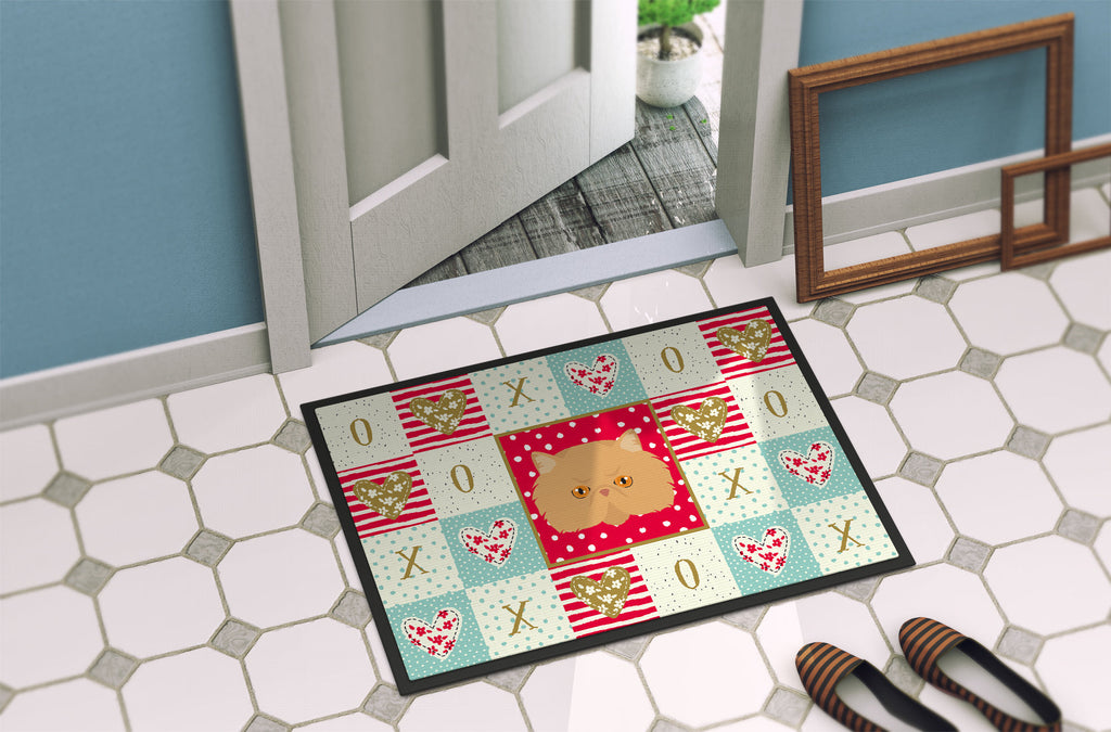 Persian Modern Cat Love Doormat Indoor Outdoor 24H X 36W Front Door Mat Rugs for Entryway, Non Slip Washable Low Pile,