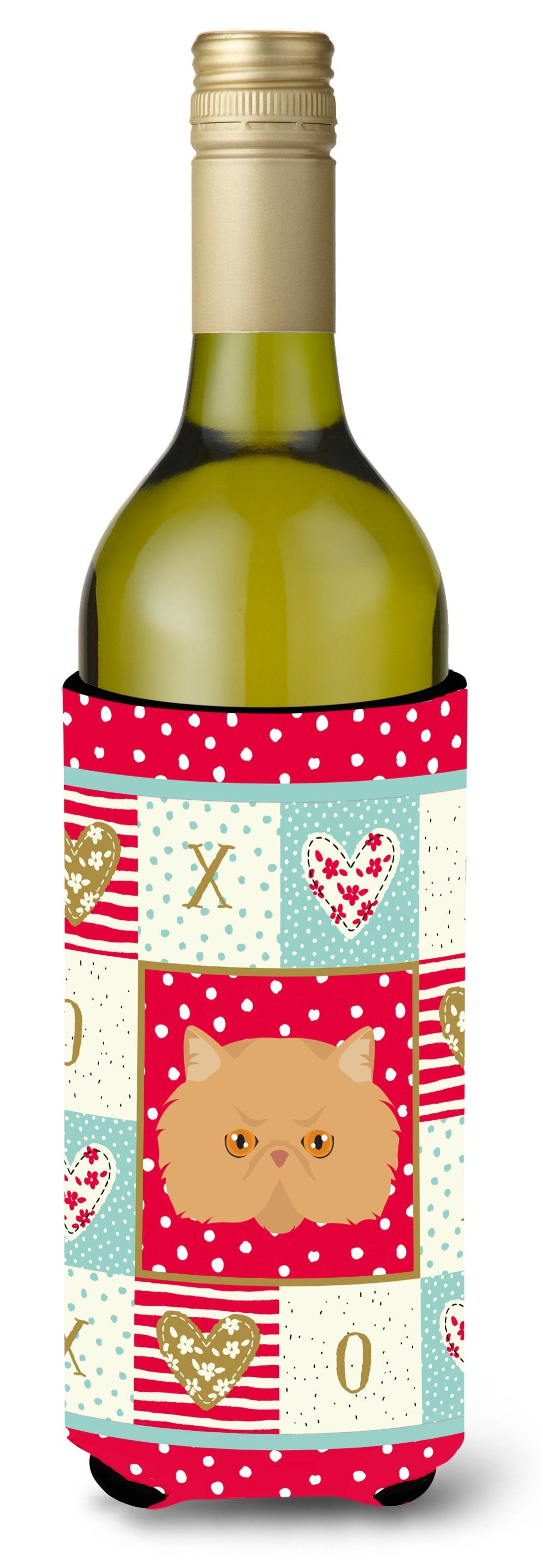 Persian Modern Cat Love Wine Bottle Hugger Gift Sleeve for Standard 750 ml Bottles, Insulated Reusable Also Fits Mini Shot & Pint Bottles