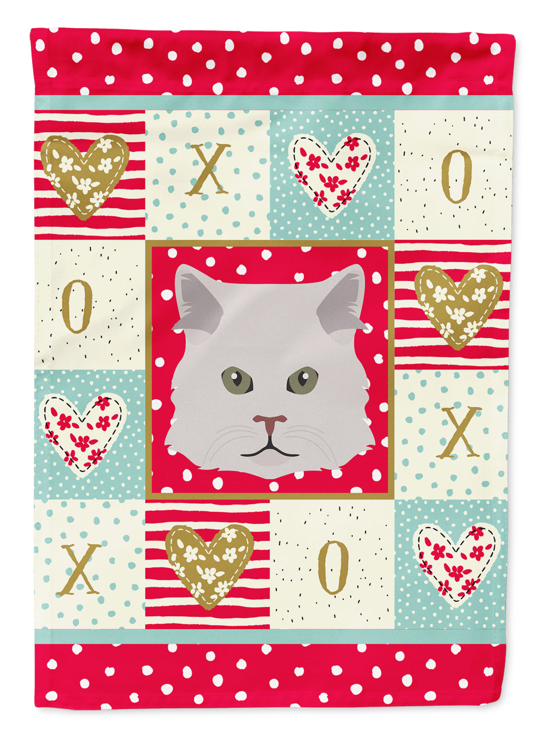 Persian Traditional Cat Love House Flag 28x40 Porch Sleeve Pole Decorative Outside Yard Banner Artwork Wall Hanging, Polyester