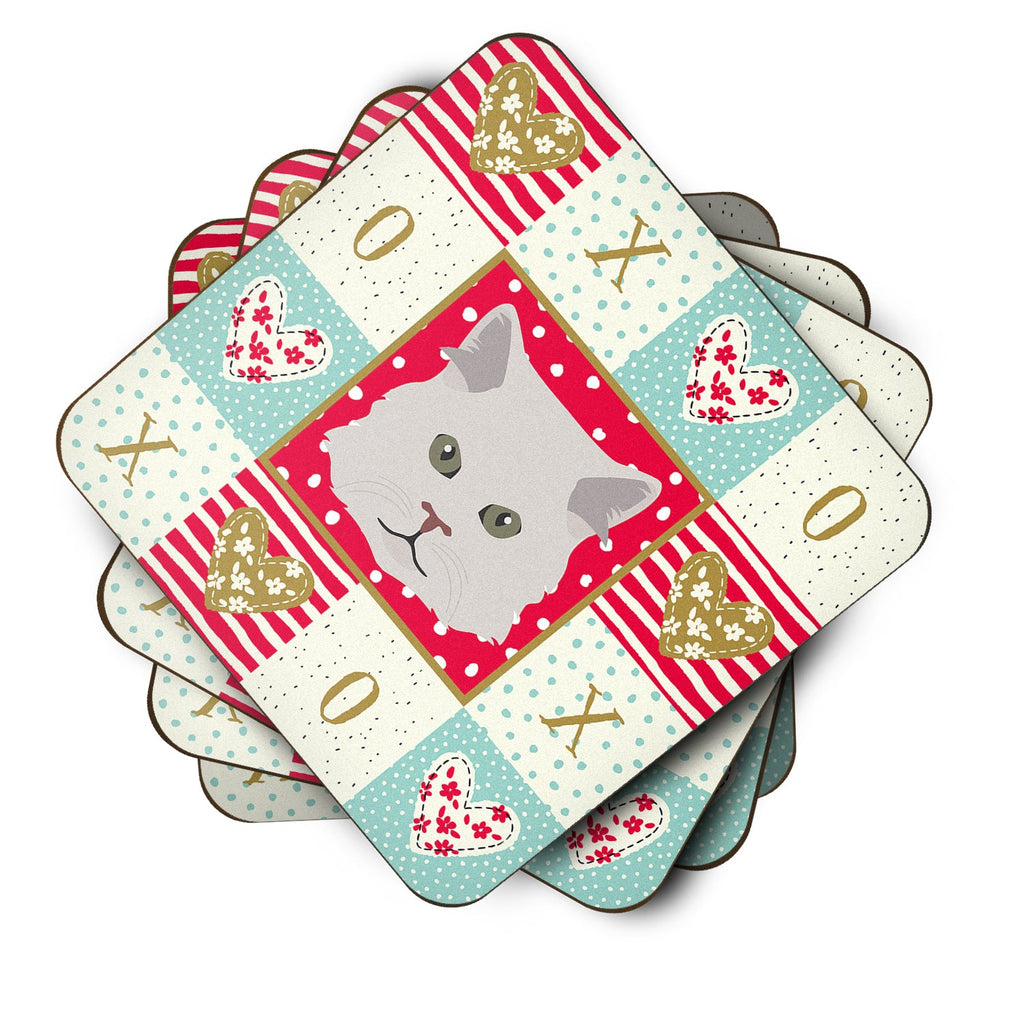 Persian Traditional Cat Love Foam Coasters Set of 4 Cup Coasters for Indoor Outdoor, Tabletop Protection, Anti Slip, Mouse pad Material