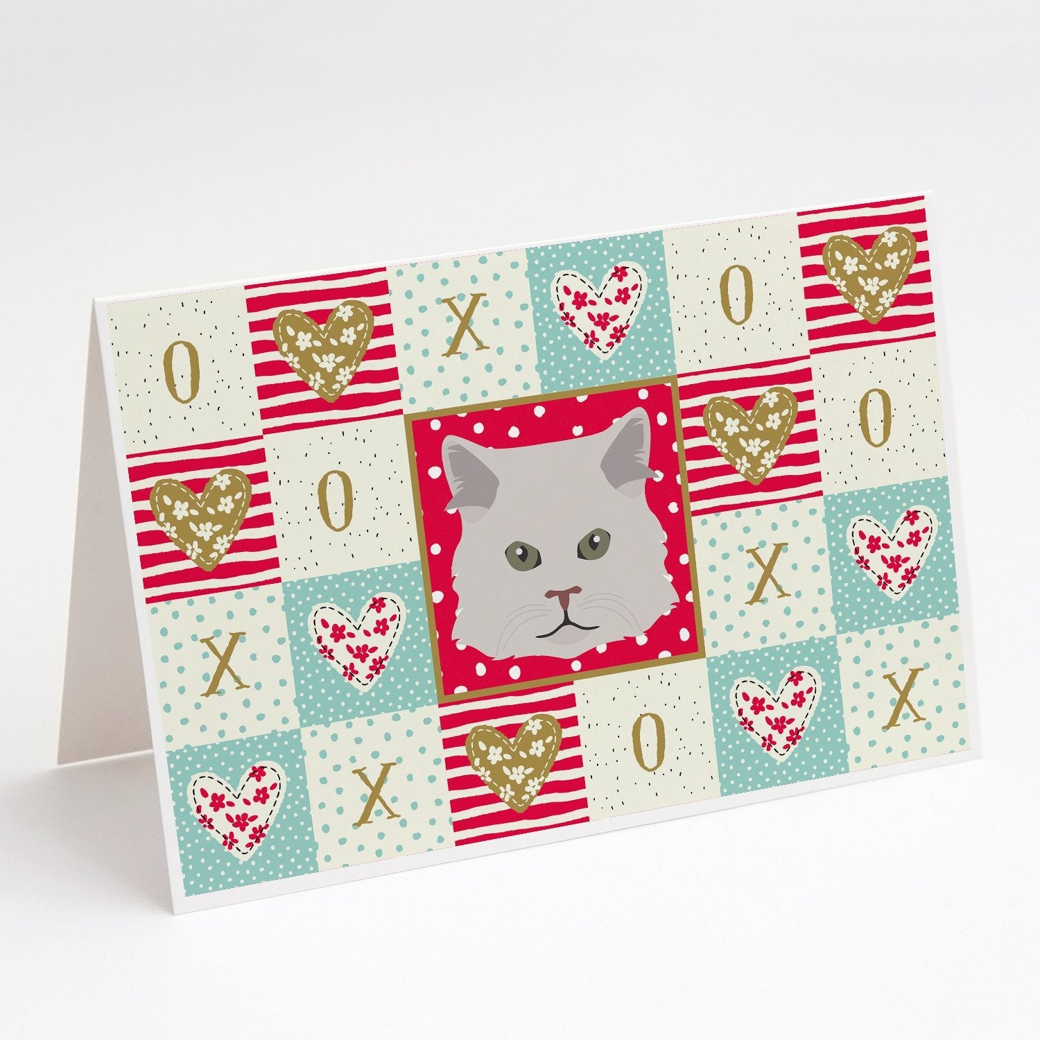 Persian Traditional Cat Love Greeting Cards Pack of 8 Blank Cards with Envelopes Whimsical A7 Size 5x7