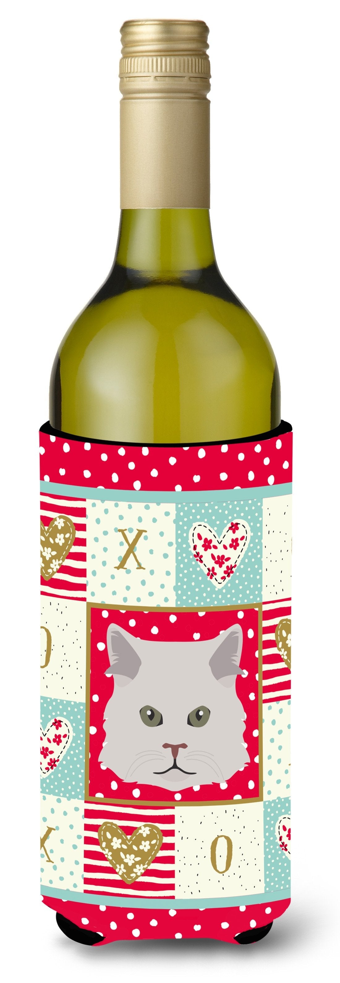 Persian Traditional Cat Love Wine Bottle Hugger Gift Sleeve for Standard 750 ml Bottles, Insulated Reusable Also Fits Mini Shot & Pint Bottles