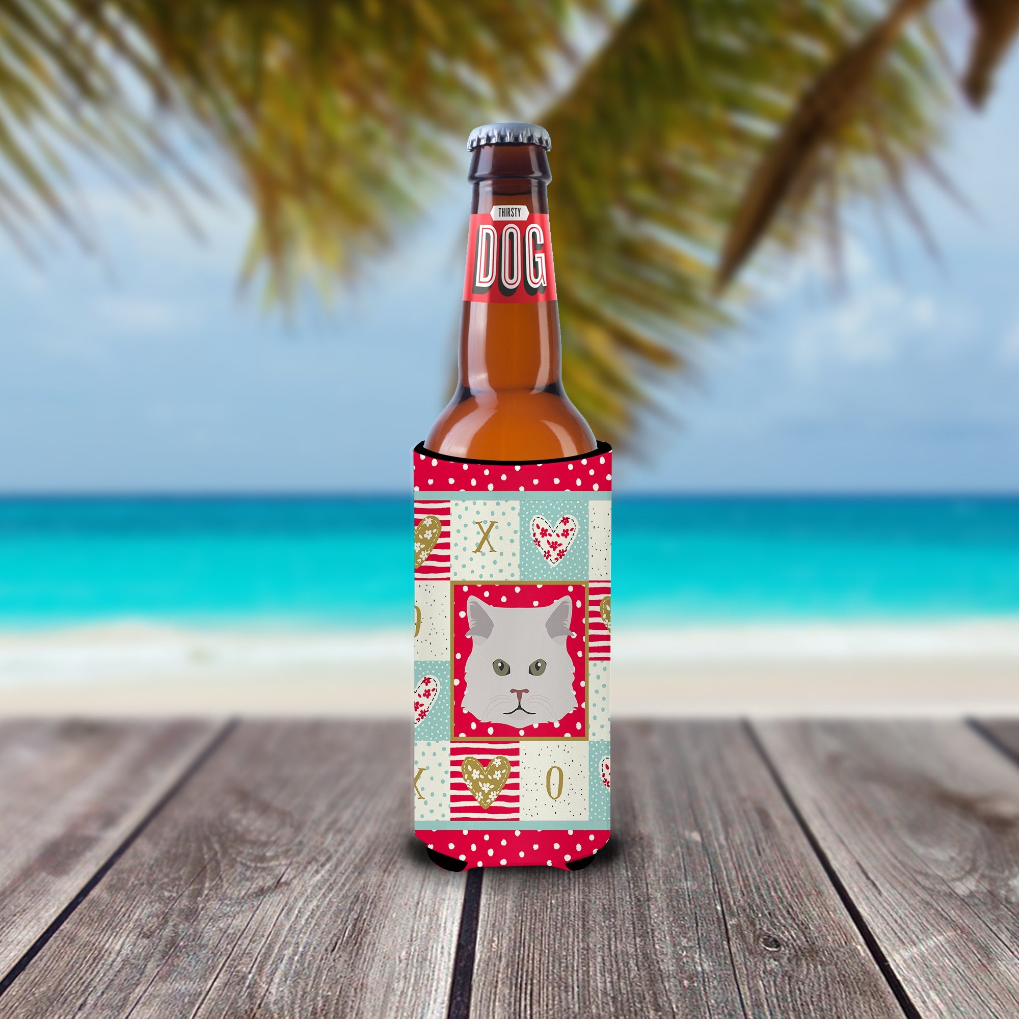 Persian Traditional Cat Love Slim Can Hugger , Insulated Foam Hugger for 12 oz Slim Cans, Beer Bottles & Water Bottles, Printed in USA